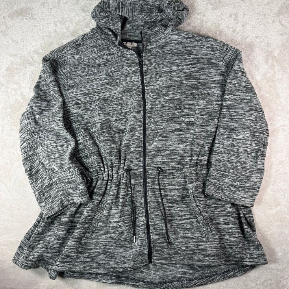 Woman Within Women's 4X 34/36 Heather Gray Full Zip Fleece Hooded Active Jacket